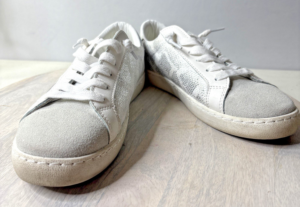 Vintage Havana Carla Sneakers Womens Size 8.5 Silver Grey Snake Skin Low Top